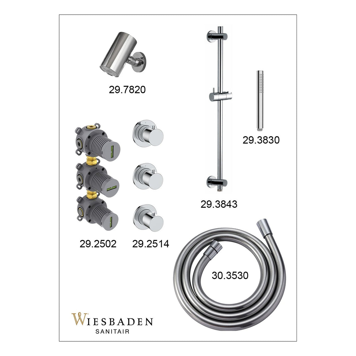 Wiesbaden Caral inbouw regendoucheset staafhanddouche - productfoto