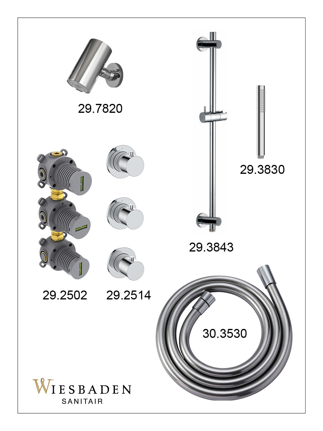 Wiesbaden Caral inbouw regendoucheset staafhanddouche - productfoto