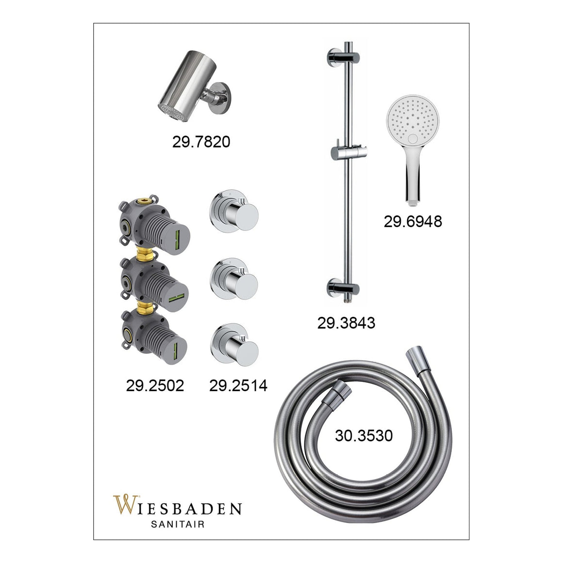 Wiesbaden Caral inbouw regendoucheset 2 stopkranen - productfoto