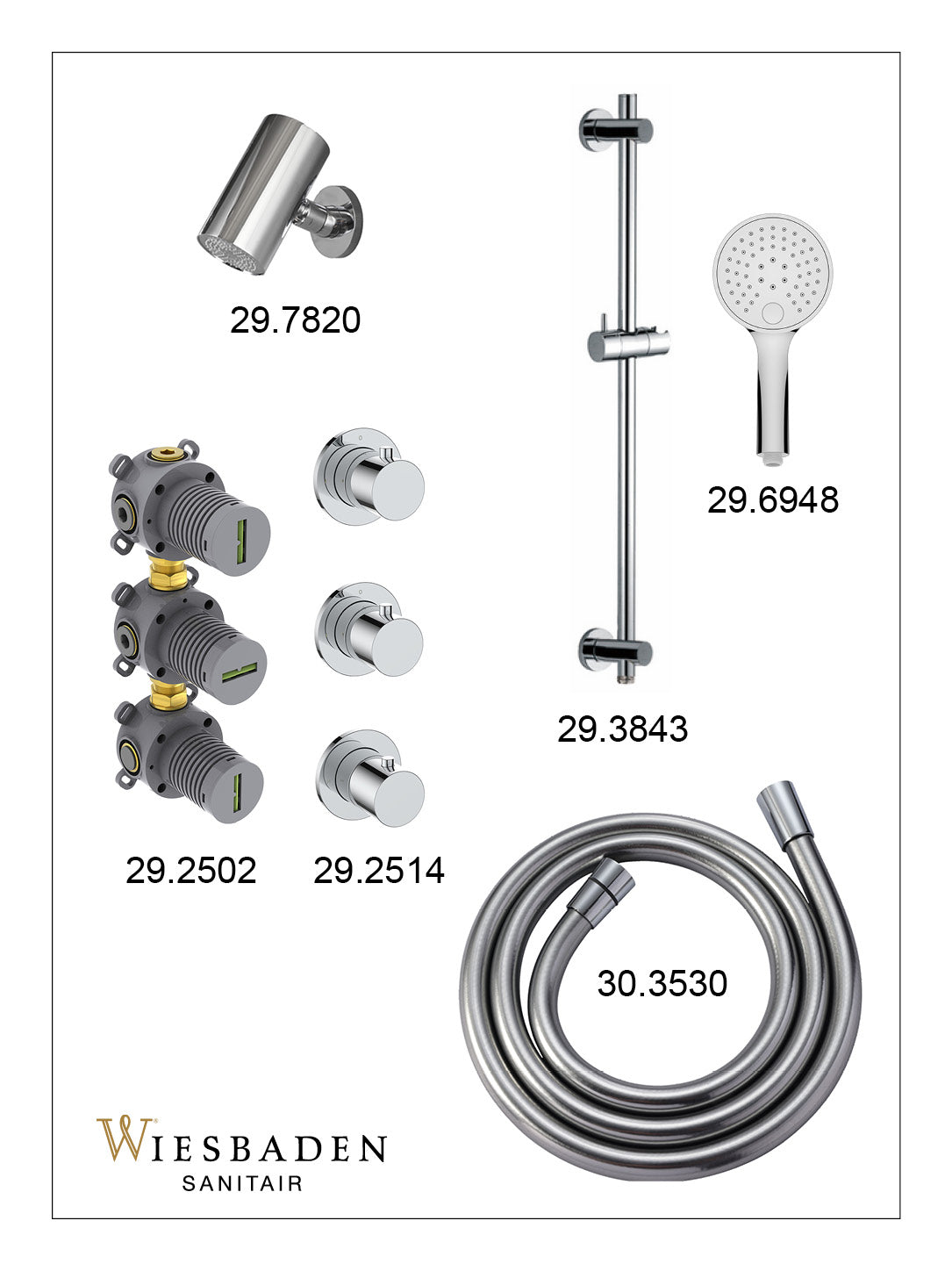 Wiesbaden Caral inbouw regendoucheset 2 stopkranen - productfoto