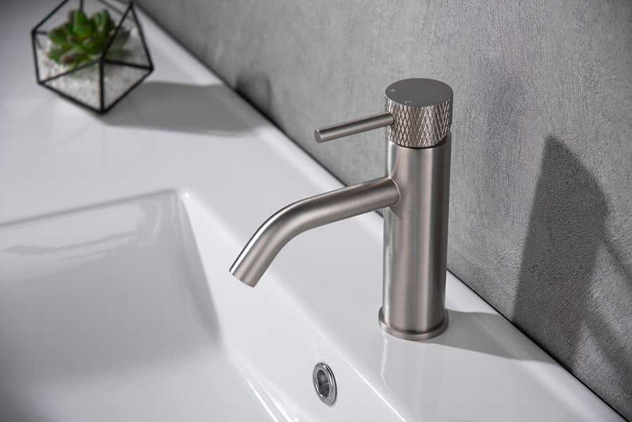 Wiesbaden Wastafelkraan Ribbd Standaard Geborsteld staal - productfoto
