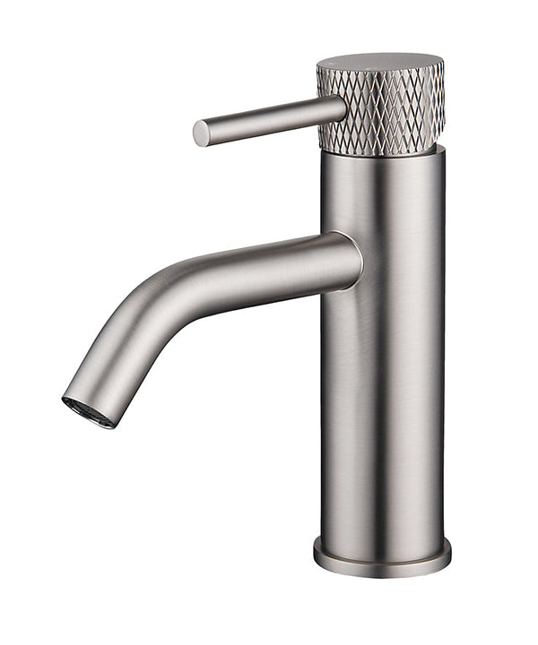 Robinet de lavabo cannelé avec démarrage à froid acier brossé PVD