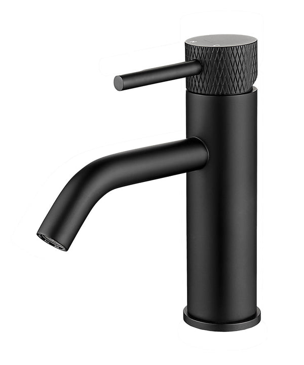 Robinet de lavabo cannelé avec démarrage à froid mat noir