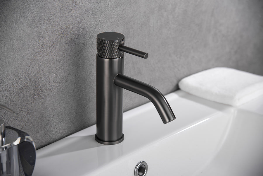 Wiesbaden Wastafelkraan Ribbd Standaard Gunmetal - productfoto