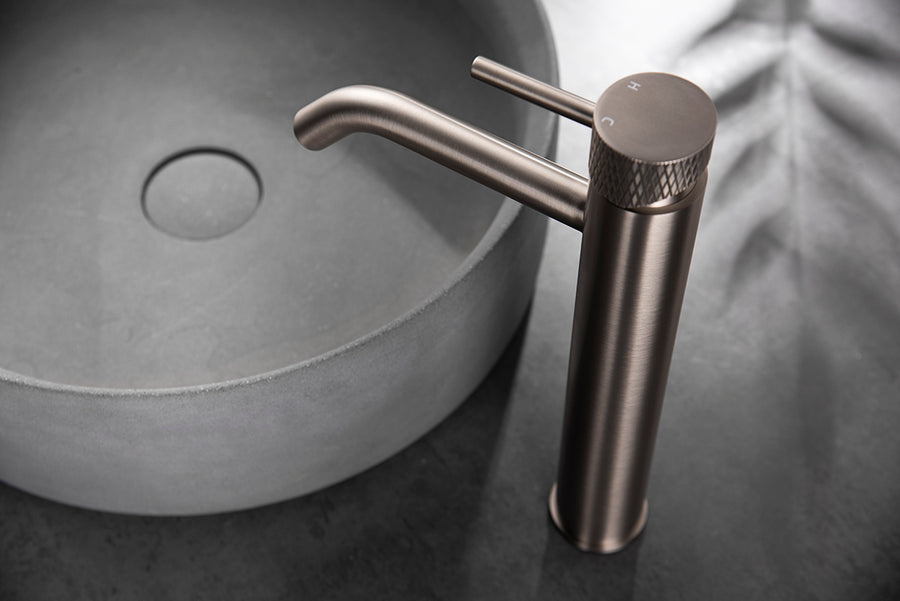 Wiesbaden Wastafelkraan Ribbd XL hoog Geborsteld staal - productfoto