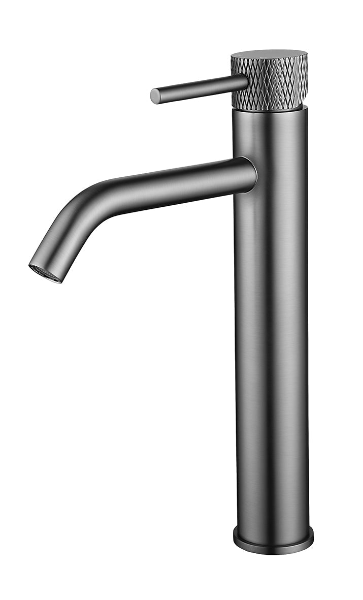 Ribbd XL wastafelkraan hoog met coldstart gunmetal PVD