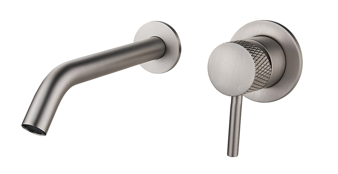 Wiesbaden Ribbd inbouw wastafelkraan coldstart Geborsteld staal - productfoto