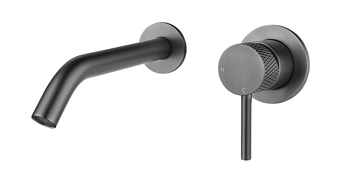 Wiesbaden Ribbd inbouw wastafelkraan coldstart Gunmetal - productfoto