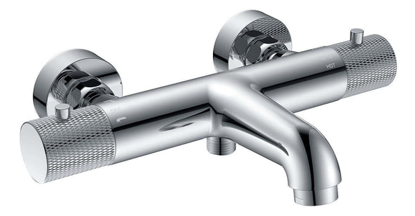 Robinet thermostatique de baignoire cannelé entraxe 15 cm chrome