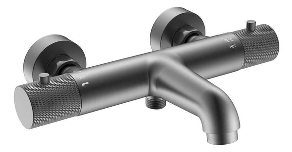 Robinet thermostatique de baignoire cannelé entraxe 15 cm gunmetal PVD