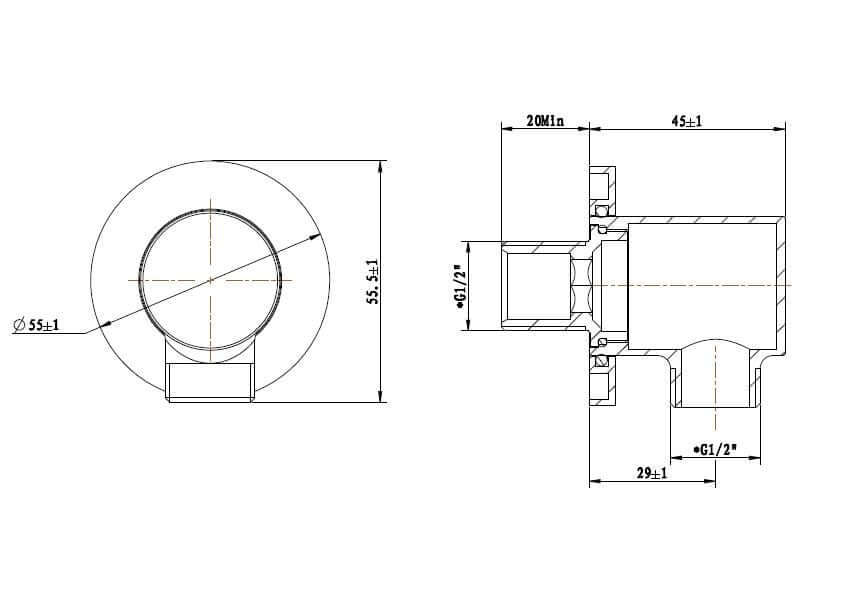 Luxe Ronde Doucheaansluiting Wiesbaden 1/2" in Messing Geborsteld Koper