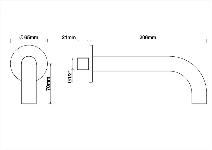 Caral baduitloop rond 20 cm 1/2'' geborsteld messing PVD