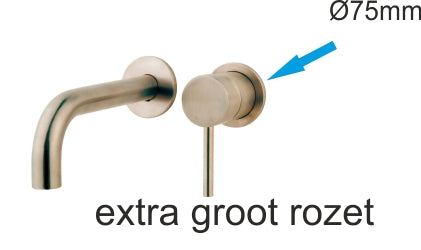 Caral rozet kraangedeelte eenhendel wastafelkraan 75mm geborsteld staal PVD