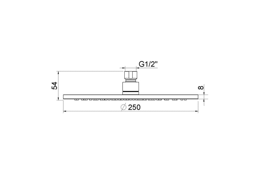 UniMatch hoofddouche rond 25 x 0,8 cm geborsteld koper