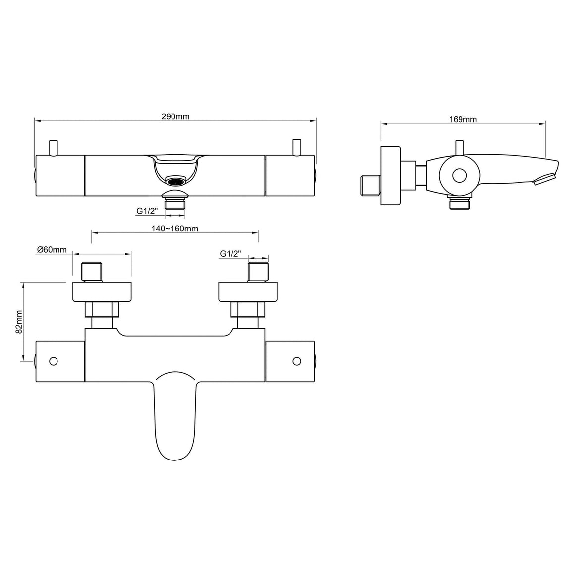 Caral thermostatische badmengkraan geborsteld brons koper PVD