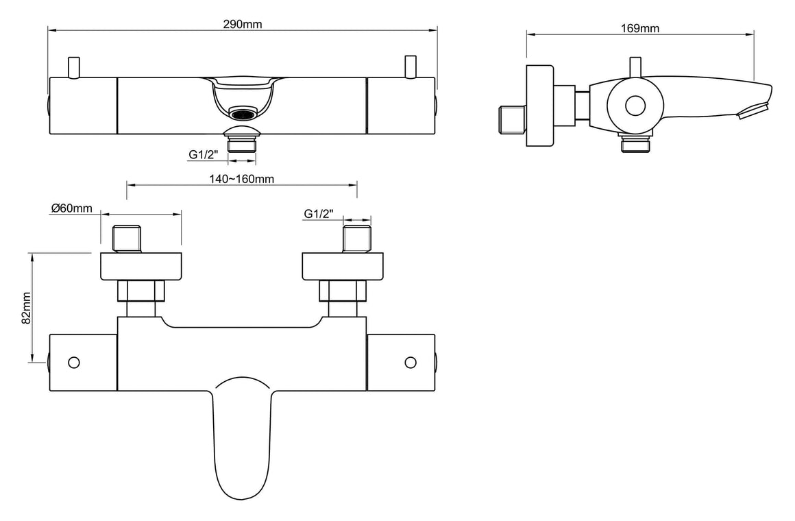 Caral thermostatische badmengkraan geborsteld brons koper PVD