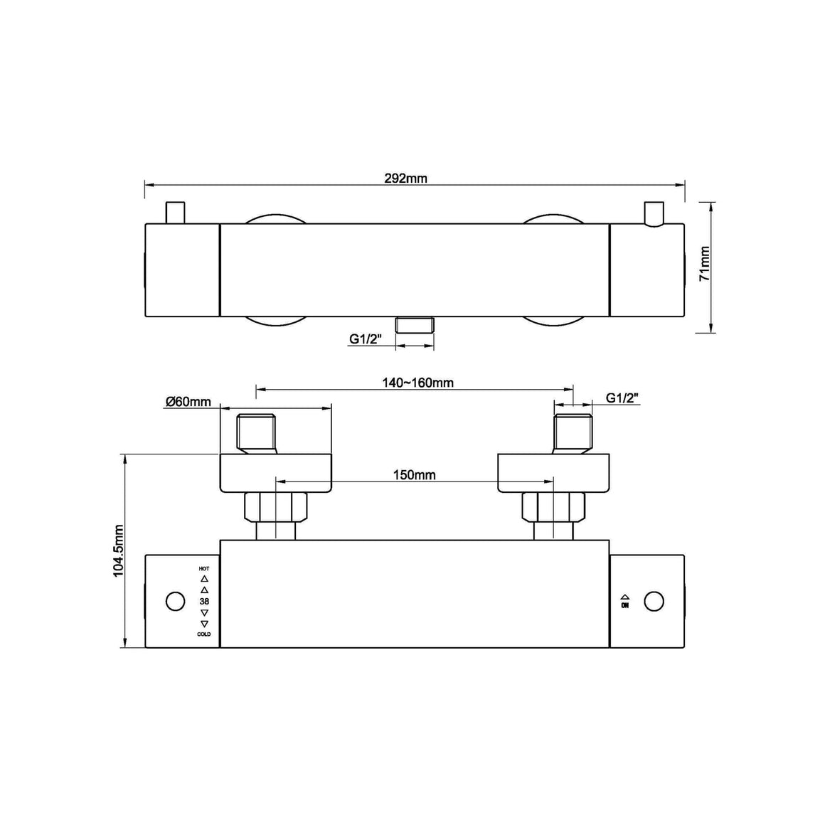 Caral Cool Touch thermostatische douchemengkraan geborsteld brons koper PVD