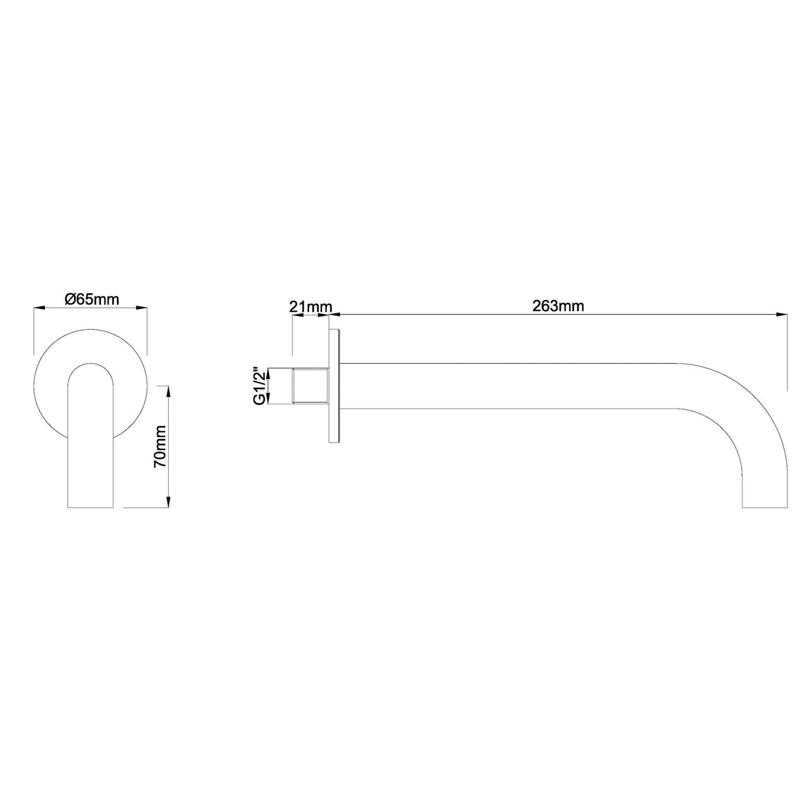 Caral baduitloop rond 25 cm 1/2'' geborsteld brons koper PVD