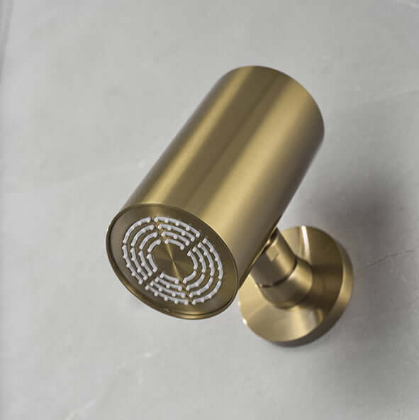 UniMatch Beam hoofddouche rond 1 stand met muurbevestiging geborsteld messing PVD