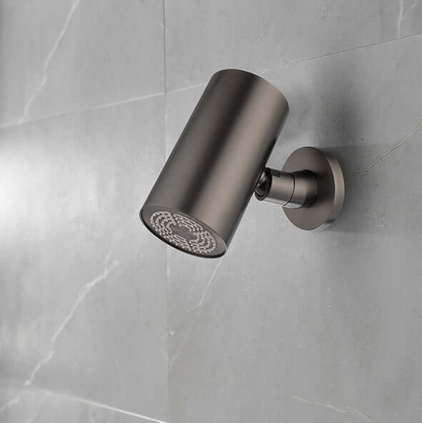 UniMatch Beam hoofddouche rond 1 stand met muurbevestiging gunmetal PVD