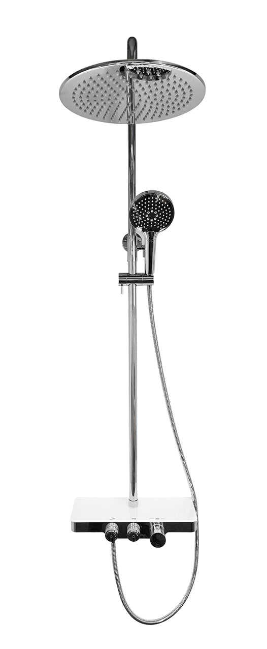 Nouveau ensemble de douche de pluie thermostatique apparent avec tablette chrome