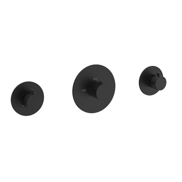 Dreams partie de finition mitigeur thermostatique de douche avec 2 robinets d'arrêt noir mat