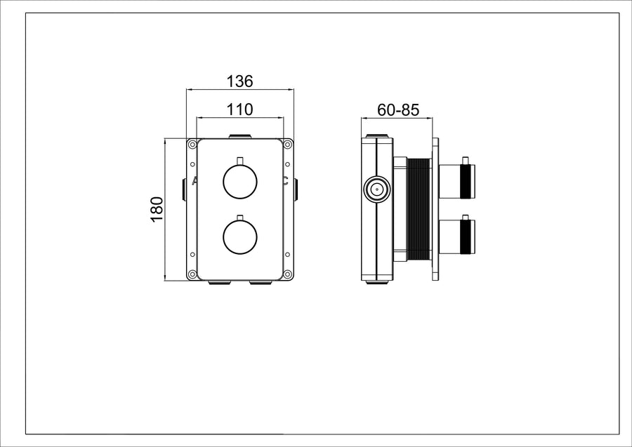 Nala Einbau-Duschthermostat komplett 2-Wege Chrom