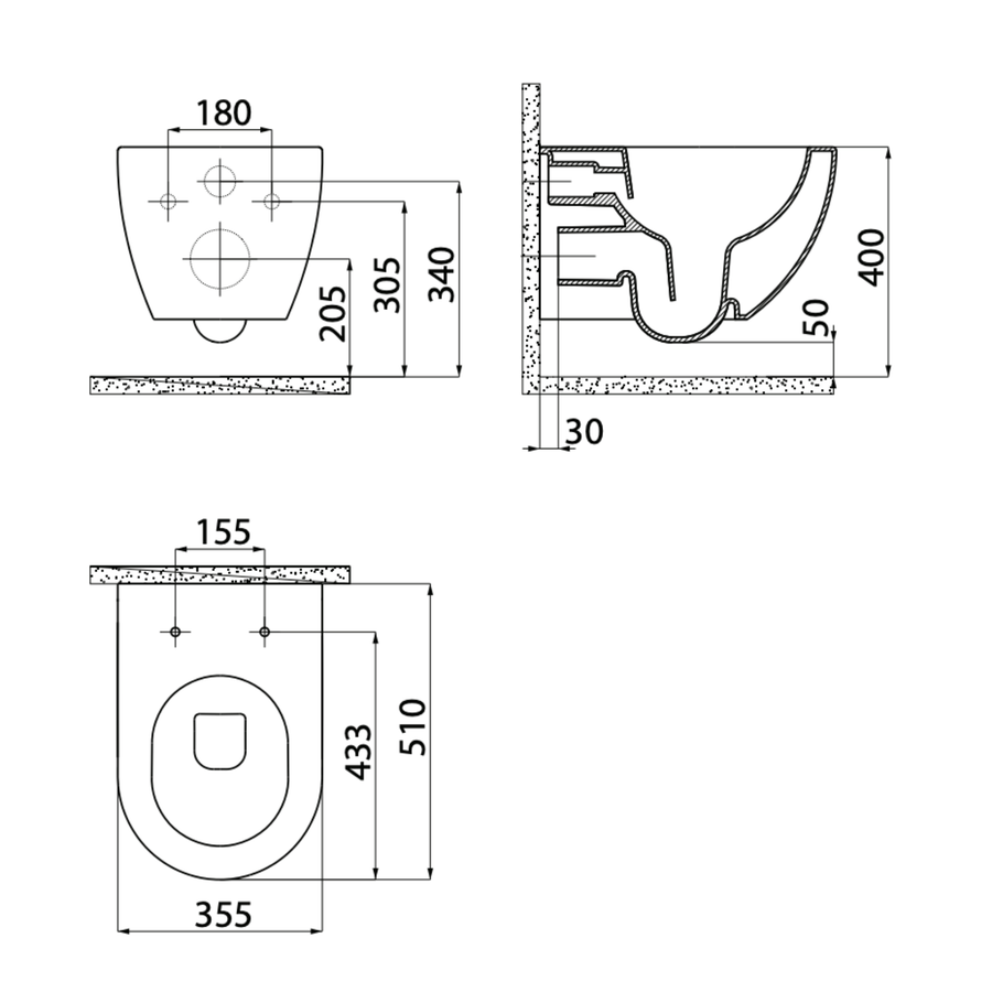 Creavit Rimoff hangtoilet / ophang WC – verborgen bevestiging