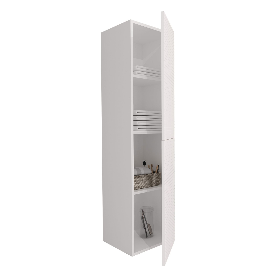ALONI ELITE hoge badkamerkast – Horizontaal reliëf – Softclose