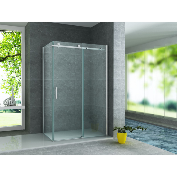 ALONI Douchecabine met Schuifdeur en Zijwand – 8 mm Veiligheidsglas – Helder Glas – Omkeerbaar
