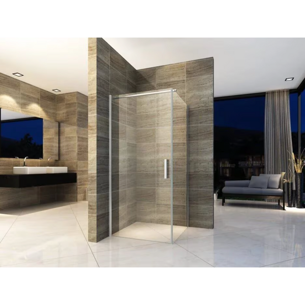 ALONI Douchecabine met Draaideur en Zijwand – 6 mm Veiligheidsglas – Helder Glas – Omkeerbaar
