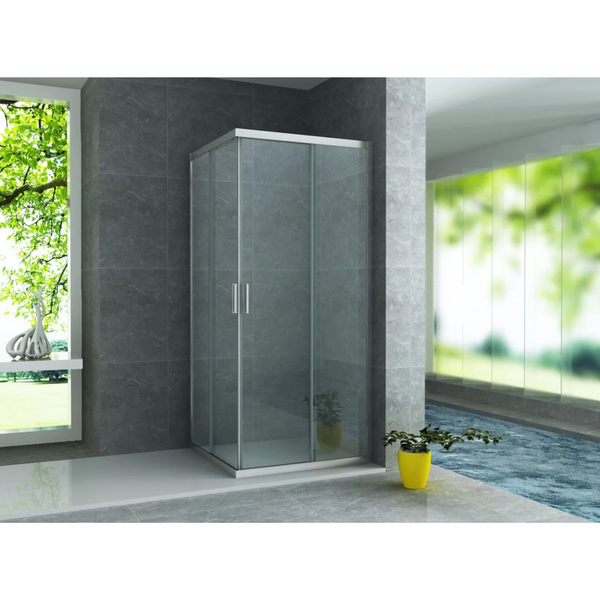 ALONI Douchecabine Hoekinstap met 2 Schuifdeuren – 6 mm Veiligheidsglas – Helder Glas – Omkeerbaar