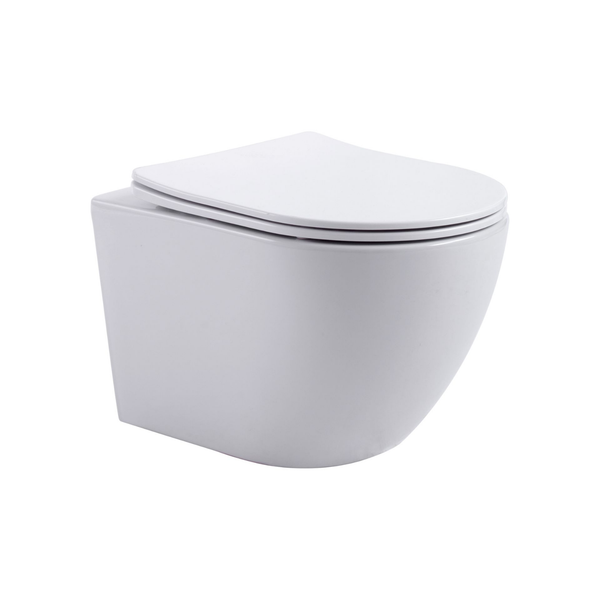 Aloni Pro Hangtoilet Randloos Tornado Flush – Compact 49 cm – Met Softclose Zitting – Wand WC