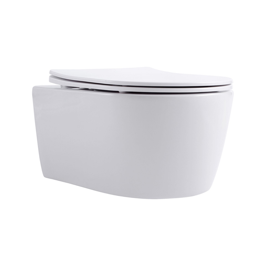 Aloni Pro hangtoilet / ophang WC – randloos – met zitting – compact 49 cm