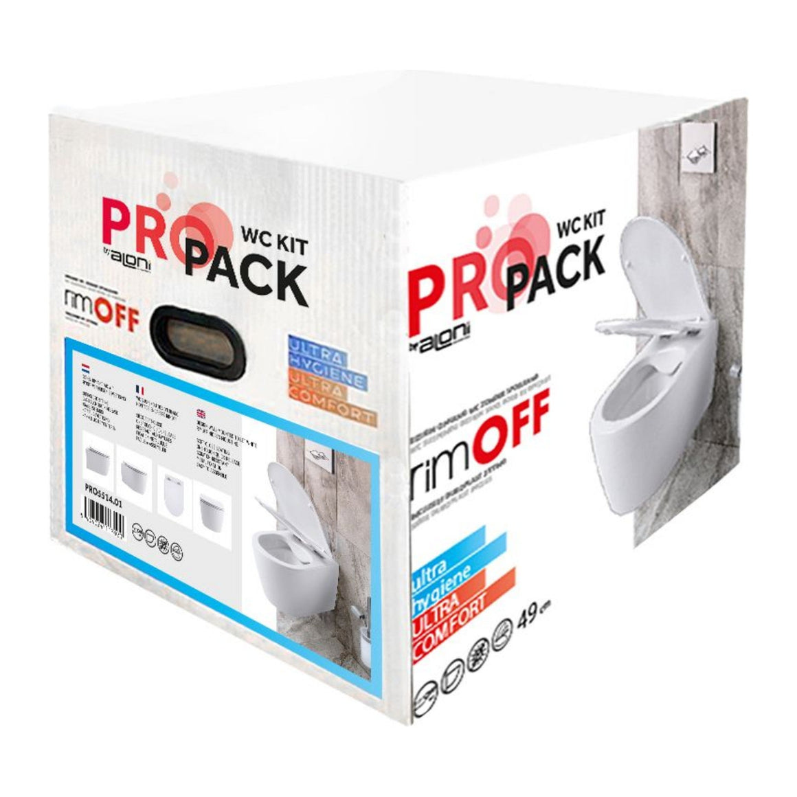 Aloni Pro hangtoilet / ophang WC – randloos – met zitting – compact 49 cm – glanzend wit #kleur_glanzend-wit