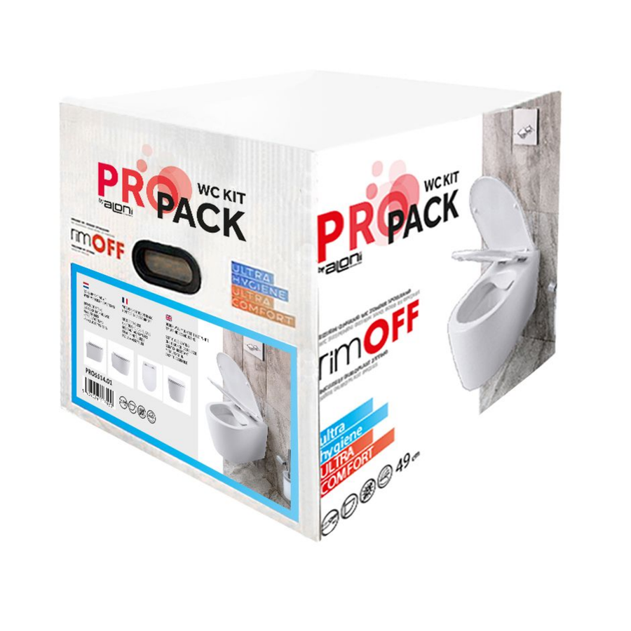 Aloni Pro hangtoilet / ophang WC – randloos – met zitting – compact 49 cm