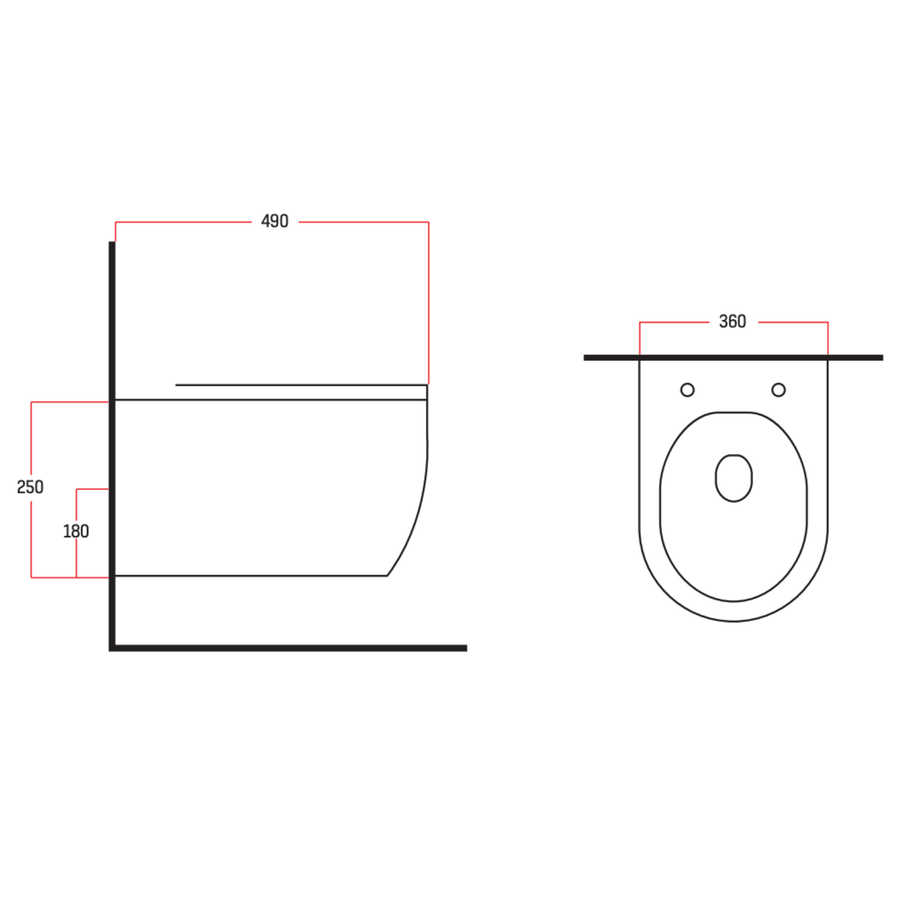 Aloni Pro hangtoilet / ophang WC – randloos – met zitting – compact 49 cm
