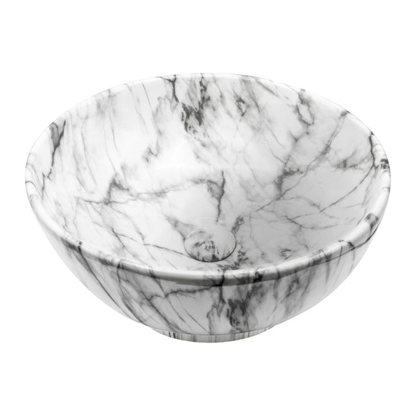Vasque Aloni Zebra - À poser - sans trop-plein - sans trou de robinetterie - avec bonde clic-clac - céramique - 41×18×41 cm - Blanc Marbré