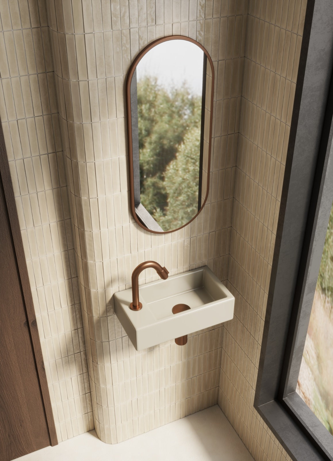 Wiesbaden Rhea M fontein keramiek beige Links - sfeerbeeld