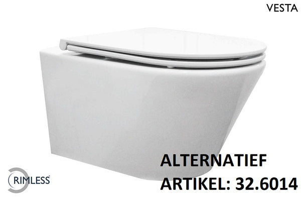 Wiesbaden Vesta wandcloset rimless met Flatline toiletzitting softclose en quick release
