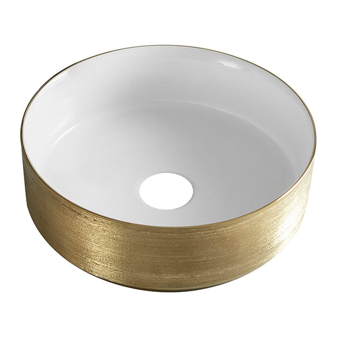 Wiesbaden Wiesbaden mondri waskom rond glans wit/geborsteld goud - productfoto