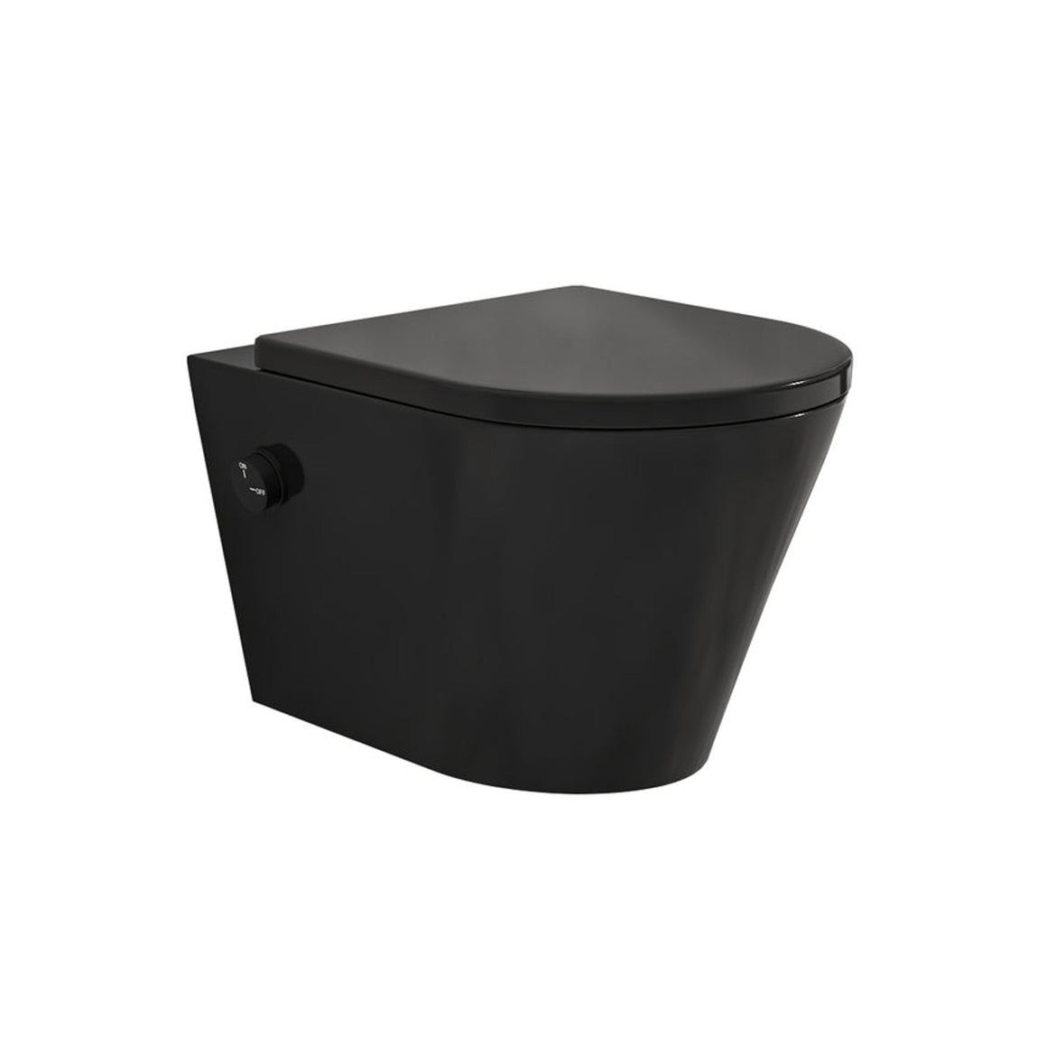 Wiesbaden Vesta wandcloset rimless met bidetkraan koud water en Shade toiletzitting Mat zwart - productfoto