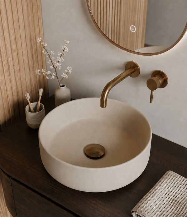 Wiesbaden Colosso waskom rond 36 x 12 cm beige