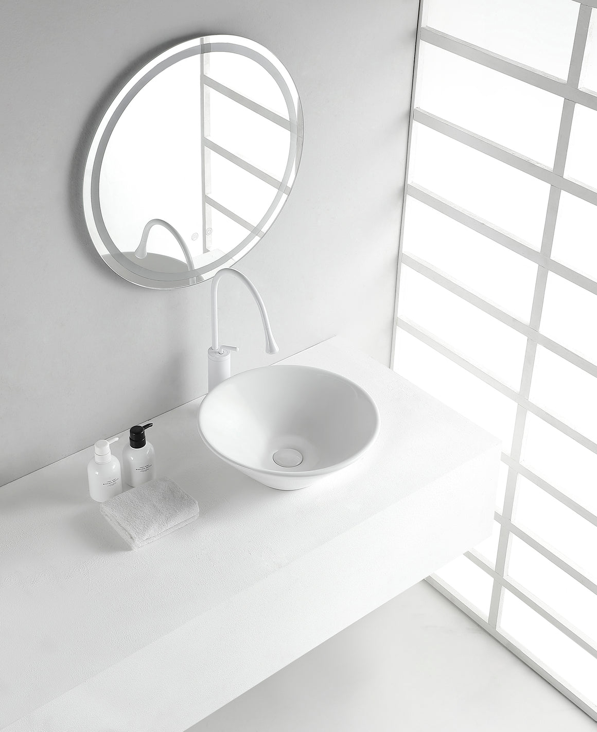 Wiesbaden Circle waskom rond 42 x 15 cm glans wit - detailfoto