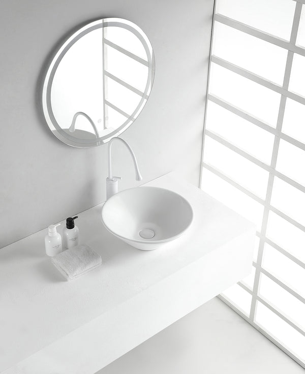 Wiesbaden Circle waskom rond 42 × 15 cm glans wit