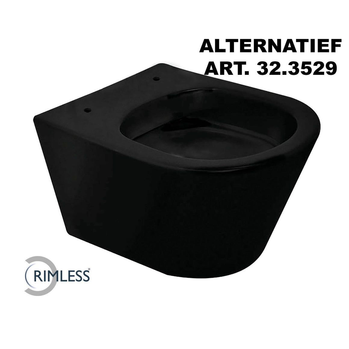 Wiesbaden Vesta wandcloset rimless Mat zwart - productfoto