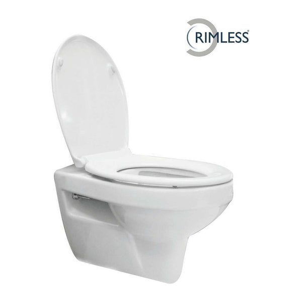 Trevi toilette suspendue sans rebord avec siège de toilette Ultimo 3.0 softclose et libération rapide blanc brillant