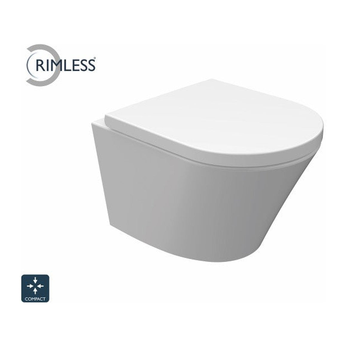 Wiesbaden Vesta Junior wandcloset rimless verkort met Vesta Junior toiletzitting softclose en quick release glans wit - productfoto