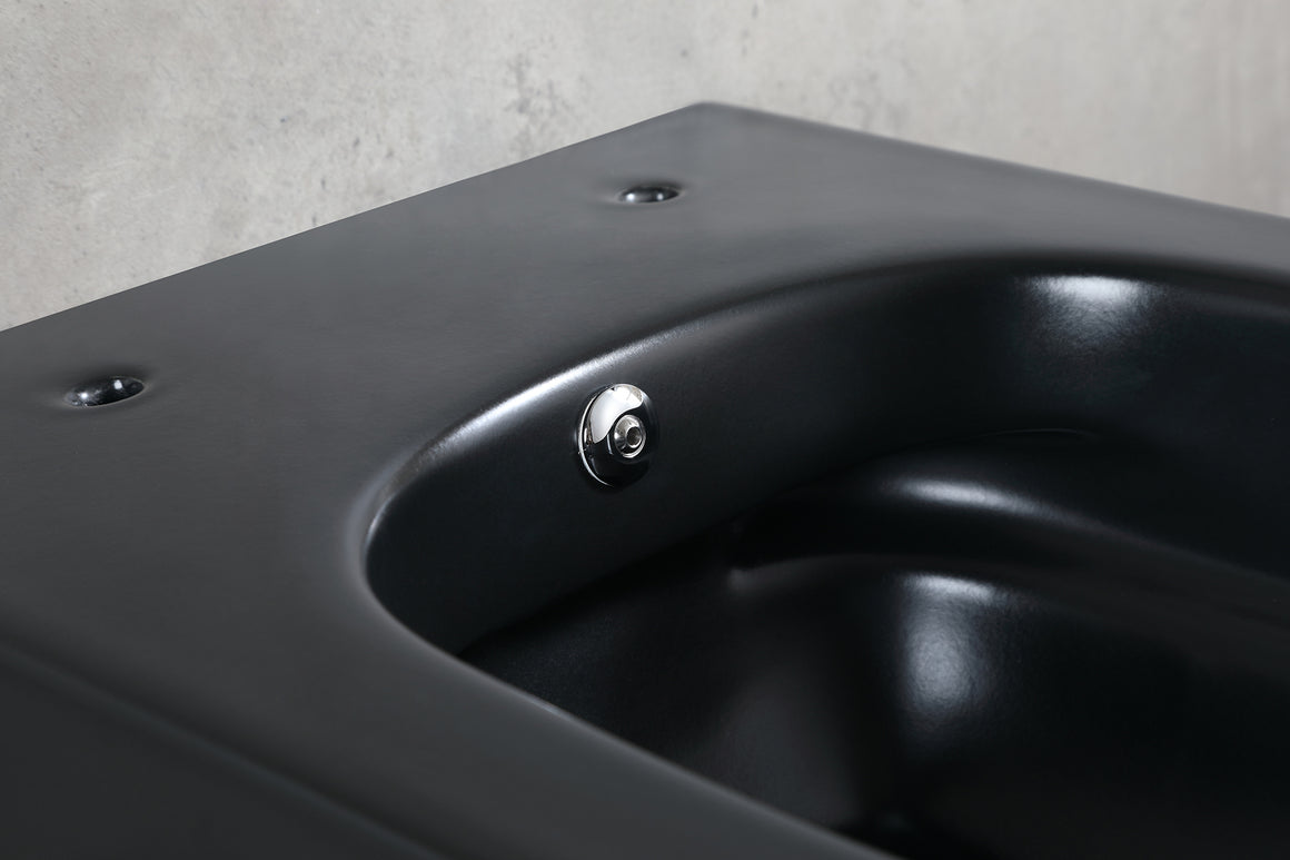Wiesbaden Vesta wandcloset rimless met bidetkraan koud water Mat zwart - detailfoto