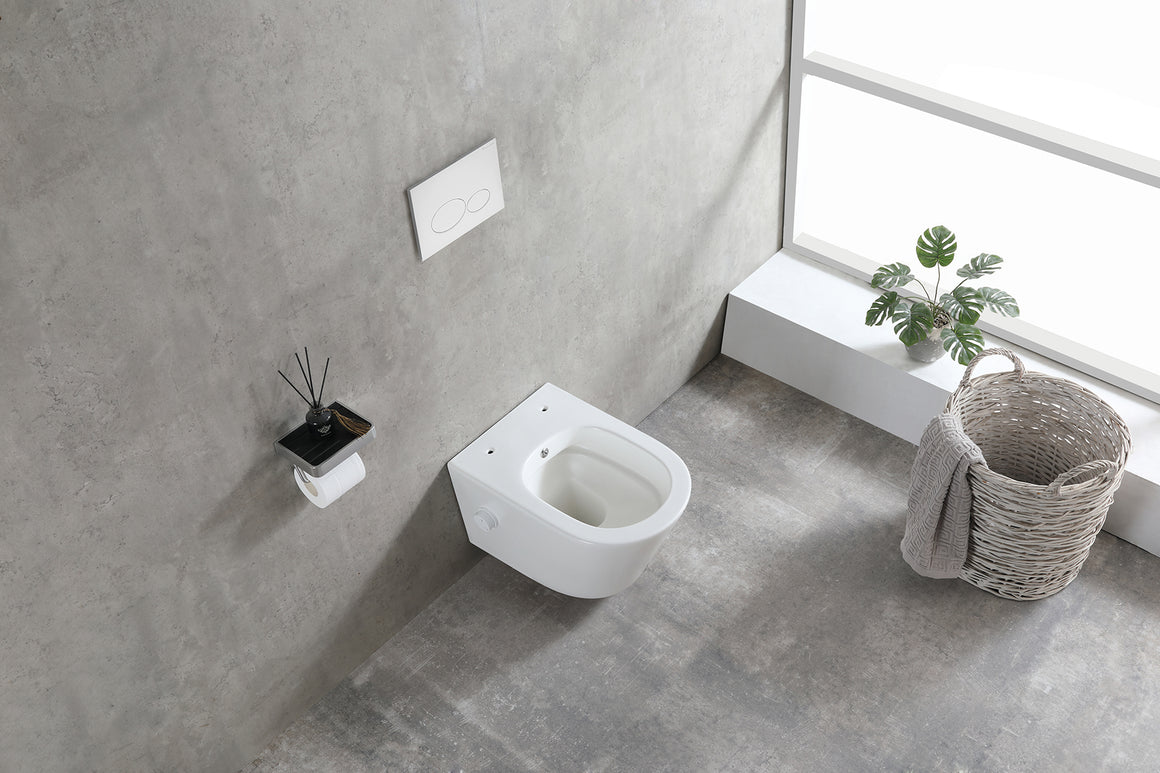 Wiesbaden Vesta wandcloset rimless met bidetkraan koud water Mat wit - sfeerbeeld